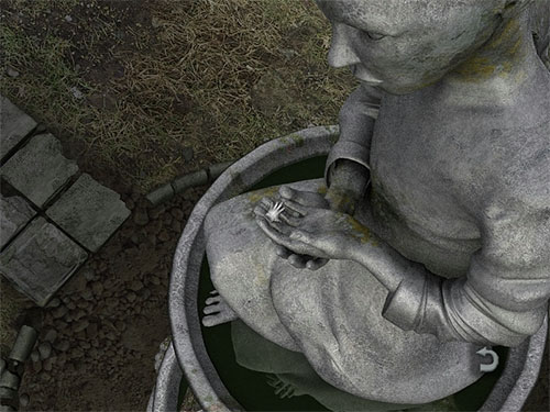 Once you have clicked the right spot on the image you'll find a hidden message near the foot of the statue.