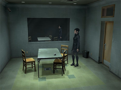 The Coffee Cup is on the table in the Interrogation Room.