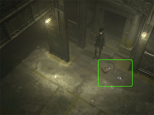 As soon as you exit the elevator you'll see a purse on the ground. Click on it to inspect the area.