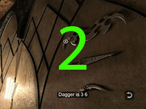 You can find another part of the code by looking at the Dagger hanging on the wall.